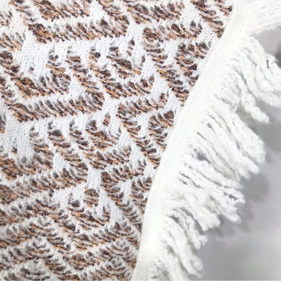 World Market Thick Knit Cream Rust Design Turtleneck Poncho - Picture 10 of 11